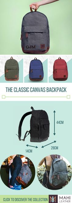 The Classic Backpack from MAHI available in a variety of colours. Classic Backpack With Leather Handles For Daily Use, Classic Backpack With Leather Handles, Classic School Bags With Pockets, Daily Use Cotton Backpack With Adjustable Straps, Cotton Backpack With Adjustable Straps For Daily Use, Everyday Waxed Canvas Backpack With Pockets, School Backpack With Canvas Lining, Classic Backpack With Pockets For Daily Use, Classic School Backpack With Pockets