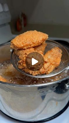 fried food is being cooked in an air fryer