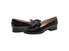 Bandolino Linzer - Women's Flat Shoes : Black Patent : Give your chic wardrobe styling an upgrade in the Bandolino Linzer loafer. Featuring a slip-on style in an almond toe silhouette, embellished with double toe tassels on vamp and a low block heel. Faux patent leather upper. Man-made lining. Foam insole. Synthetic outsole. Imported. Elegant Pointed Toe Tassel Loafers For Party, Elegant Tassel Loafers With Pointed Toe For Party, Spring Patent Leather Loafers With Low Heel, Chic Formal Flats For Fall, Spring Pointed Toe Tassel Loafers With Brogue Detailing, Chic Slip-on Tassel Loafers For Work, Elegant Patent Leather Slip-on Loafers, Formal Slip-on Tassel Loafers With Flat Heel, Spring Leather Tassel Loafers For Party