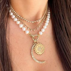 Pave Diamond Moon Charm Yellow Gold Plated Over Silver Moon: 1.60" Long X 0.13" Wide Spring Jewelry Trends, Turquoise Bar Necklace, Jennifer Miller, Fantasy Clothes, Initial Disc Necklace, Hand Chain Bracelet, Enamel Necklaces, Diamond Star, Silver Moon