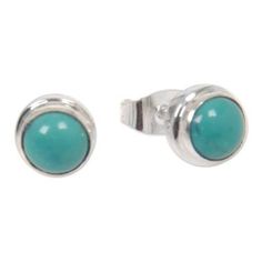 Sterling silver stud earrings, 'Blue Moons' - Silver and Reconstituted Turquoise Stud Earrings (image 2d) Turquoise Stud Earrings Mini Silver, Turquoise Stud Earrings, Jewelry Workshop, Printed Jewelry, Link Earrings, Sterling Silver Stud Earrings, Silver Stud Earrings, Earrings Blue, Lovely Earrings