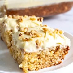 a piece of cake sitting on top of a white plate