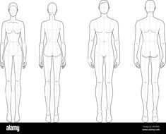 the front and back view of a woman's body in three different positions, with measurements