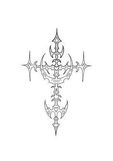 the cross is drawn in black and white with an intricate design on it's side