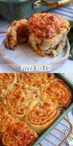 two pictures of different types of pizza rolls