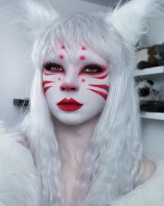 3ce Makeup, Cold Hair, Fantasy Make-up, Halloween Make-up Looks, Japanese Mythology, Halloween Makeup Scary, Fancy Makeup