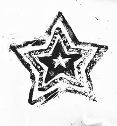 a black and white drawing of a star with grungy paint on the bottom