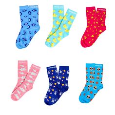 This bundle includes our six best-selling unisex crew socks! From our best selling bacon and eggs, eggplants and bees... to the original rubber duckies, sharks and pizzas! This mix of unisex socks will add that playful element to your day. Delivering a perfect blend of comfort and fun to keep you motivated doing what you do best. MATERIAL: 80% Cotton, 15% Polyester, 5% Spandex Cheap Novelty Socks With Character Print, Cheap Fun Socks With Character Print, Playful Socks For Stocking Stuffers, Rubber Duckies, White Elephant Gift, Work Socks, Fun Socks, Socks For Women, Rubber Ducky