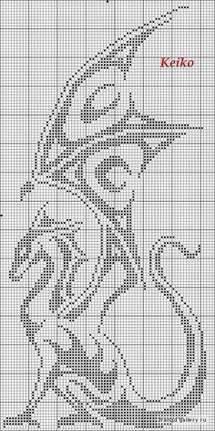 a cross stitch pattern with the words kero and an image of a dragon on it