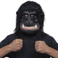 PRICES MAY VARY. 【Halloween Costume Hit】:Hit for Halloween Party, Christmas, Easter, Carnival, Costume parties, tag party,fun meme, photo booth, stage performance ,buy for gag gift. 【 Halloween Saber-tooth Chimp Costume Addition】: The hairy gorilla mask made of a nice flexible latex, fit almost of adult to wear ,chimp full head mask have room to spare when you wear the mask.There is a latex smell when you first open the animal head mask, so we recommend that you let it air out for a day or two b Easter Carnival, Full Head Mask, Meme Photo, Gorilla Mask, Fun Meme, Carnival Costume, Head Mask, Mask Black, Costume Parties