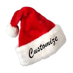 Customize this adorable plush Santa hat. Unisex 17'' Here's what to do: 1. Pick your font type 2. Pick your font color 3. Pick what you would like it to say **PLEASE LIST THE ABOVE IN THE NOTES SECTION AT CHECKOUT! NOTE: Be very specific when listing how you want the text, layout and any puctuation on your item. For instance, if you would like it on multiple lines versus one line, let us know (order notes come over as a run on sentence so we don't know unless you specifically communicate this). Womens Hats Fashion, Purple Santa, Run On Sentences, Santa Cap, Text Embroidery, Embroidery Red, Green Santa, Santa Claus Hat, Say Please