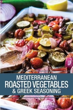 the cover of mediterranean roasted vegetables and greek seasoning