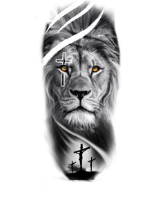 a lion with a cross on it's forehead