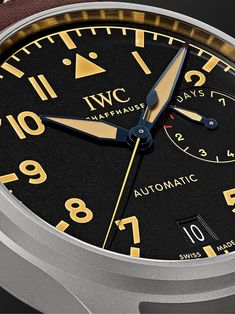 Shop IWC SCHAFFHAUSEN Big Pilot's Heritage Automatic 46.2mm Titanium and Leather Watch, Ref. No. IW501004, Explore the latest in-season IWC SCHAFFHAUSEN collection today on MR PORTER Brown Leather Strap, Mr Porter, Leather Watch, Leather Straps, Brown Leather, Porter