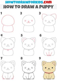 how to draw a puppy step by step instructions for kids and beginners with pictures