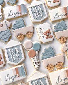 baby shower cookies arranged on top of each other