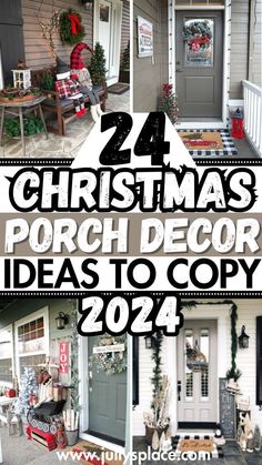 Santa Porch Decor, Cheap Christmas Decor Ideas For The Home, Simple Porch Decor Christmas, Christmas Front Door Decorations Ideas, Outdoor Christmas Bench Ideas, Small Front Porch Ideas Christmas, Small Porch Christmas Decorating Ideas, Porch Christmas Decorations Ideas, Country Christmas Porch Ideas