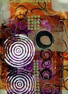 an abstract painting with circles and lines