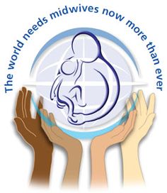 the world needs midwives now more than ever logo with four hands holding a baby