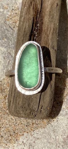 Silver Recycled Glass Ring, Silver Sea Glass Ring For Beach, Adjustable Silver Ring With Sea Glass, Seaglass Rings, Rings Beach, Pebble Ring, Seaglass Jewelry, Beach Pebbles, Sea Glass Ring