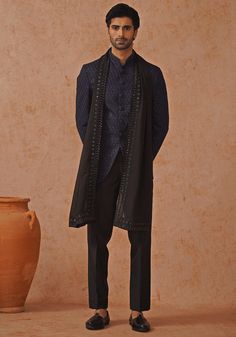 Navy Blue Embellished Jodhpuri Set Kalpraag - Fabilicious Fashion