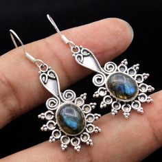 "Labradorite Oval Shape Gemstone Earring - 925 Sterling Silver Handmade Designer Women Earring Jewelry Length 1.9\" - ae1408 ( Stamped 925 ) MATERIAL - 925 STERLING SILVER GEMSTONE - Labradorite STONE SHAPE - Oval EARRINGS LENGTH - 1.9\" EARRING WEIGHT - 6.8 GRAMS STONE SIZE - 11 x 9 MM Occasion: Birthday gift, Valentine's Day Gift, Anniversary Gift, Wedding Gift, Engagement Gift, Christmas Gift, Gift For Her, Gift For mom, graduation gift, New Year Gift, Thanksgiving Gift, Housewarming Gift Sil Silver Labradorite Gemstone Earrings, Gift Labradorite Earrings, Labradorite Earrings Gift, Labradorite Earrings As A Gift, Labradorite Earrings For Pierced Ears As Gift, Nickel Free Silver Labradorite Earrings, Earrings Handmade Dangle, Oval Earrings, Earring Handmade