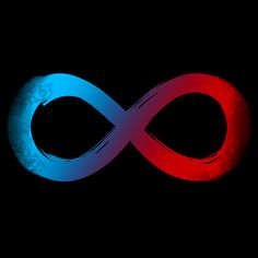 an infinite sign with red and blue colors