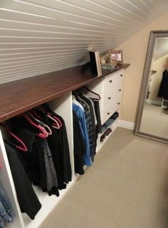 Use these ideas to upgrade your unfinished attic and make it much more useful in your home. Attic Bedroom Storage, Attic Closet, Tiny House Storage, Attic Loft, Loft Storage, Attic Conversion, Attic Bathroom, Attic Bedrooms, Attic Renovation