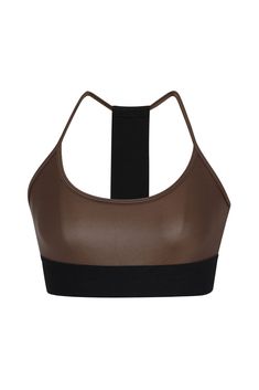 Supportive, sporty, and stylish - meet the Liquid Studio Bra. A scoop neckline and sporty elastic back create the perfect balance between chic and athletic. Now available in Cafe, a beautiful mid-tone brown gloss.