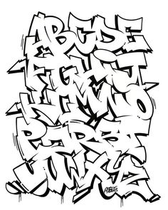 the word graffiti written in black ink on a white background