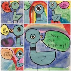 an art project for kids with pictures of birds and words that say i never get anything