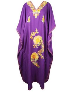 Womens Maxi Caftan Dress, Floral Purple Caftan L-3X Purple Kaftan, Ladies Caftan, Kaftan Dresses, Kimono Maxi Dress