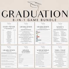 the printable graduation game bundle is shown