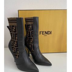 Authentic Fendi Mid Calf Leather & Stretch Fabric Boots. Very Clean Worn Twice Extremely Clean New Rubber Skid Resistant Sole Put On Professionally No Rips, Tears, Stains, Or Smells Excellent Condition Dust Bags, Box Included Fabric Boots, Fendi Shoes, Calf Boots, Mid Calf Boots, Mid Calf, Put On, Calf Leather, Bootie Boots, Stretch Fabric