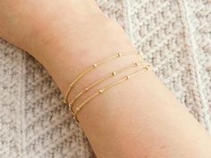 Simple & Dainty Dainty Gold Beaded Bracelet Dainty Gold Chain, Gold Beaded Bracelet, Anklet For Women, Gold Chain Bracelet, Beaded Anklet, Bracelet Simple, Jewelry Bracelets Gold, Gold Bead Bracelets, Solitaire Necklaces