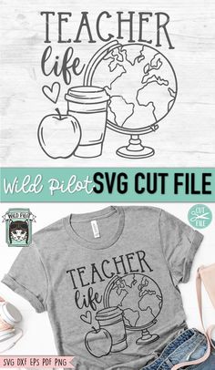 Teacher Life SVG, Teacher SVG, Coffee Cup SVG, Apple Svg, Globe Svg, Teacher Gift Svg, Teacher Shirt Svg, School Svg, Travel Cup Svg - Etsy Svg Coffee Cup, Coffee Cup Svg, Apple Svg, Totes Ideas, Teacher Wear, Teacher Craft, Cricut Explore Projects, Teacher Life Svg, Funny T Shirt Sayings