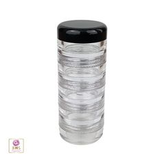 5-gram stackable jars. Each stack consists of one black jar cap, four clear jar mid-sections, and one clear jar base. * Capacity: approximately 0.167 fl. oz. / 5 ml in each section * Screw-on type * Material: Polystyrene (PS) Plastic Makeup Jars, Makeup Crafts, Makeup Containers, Black Cosmetics, Makeup Supplies, Clear Jars, Cosmetic Items, Cosmetic Containers, Jewelry Essentials