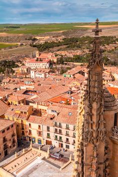 an aerial view of the old city in spain