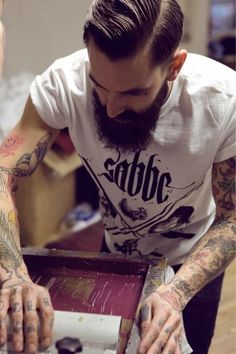 Ricki Hall Man With Tattoos, Ricki Hall, Tatto Boys, Great Beards, Beard Love, Beard Tattoo, Le Male, E Tattoo, Moustaches