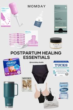 the contents of a woman's postpartumal health kit are shown in this image