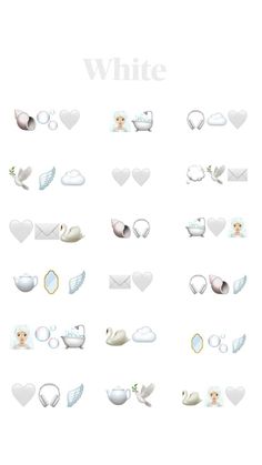 white hearts and angel wings are arranged in the shape of an image on a white background