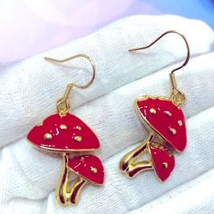 Brand New Mushroom Kawaii Enamel Earrings 925 Stamped Silver Post 3 For 25$+10%Off Bundle Discount Disney Princess Earrings, Jar Jewelry, Red Flower Earrings, Disney Earrings, Princess Earrings, Faux Pearl Earrings, Handmade African, Beaded Drop Earrings, Fashion Jewelry Earrings