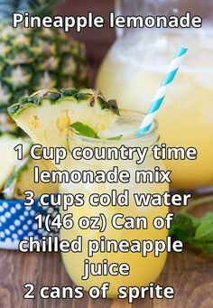 the pineapple lemonade drink recipe is shown in this screenshot from instagram