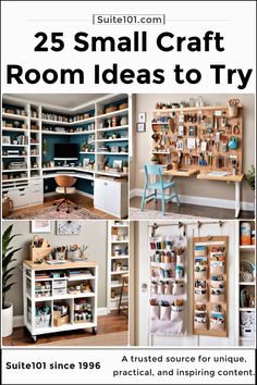 the 25 small craft room ideas to try out for your home decorating project, including storage