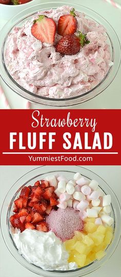 this strawberry fluff salad is an easy and delicious dessert