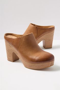 The Demi II Clog by Kork-Ease will instantly elevate any look. Set on a leawood wrapped heel, these platform clogs feature a hand-finished leather upper, round toe, and slip-on design. They're crafted for day-to-night comfort with a cushioned cork-covered footbed. | KORK EASE Women's Demi II Clog, Size 8, Brown Brown Clogs, Clogs Heels, Platform Clogs, Wrap Heels, Light Weight Shoes, Shoe Size Conversion, Clogs Shoes, Work Fashion, Boot Shop