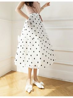 Elegant Polka-dot Skirt Women Summer High Waist Mid-length French Chiffon Skirt Female Fashion A Line Faldas Mujer Polka Dot Skirt, Dot Skirt, Skirt Women, Chiffon Skirt, Female Fashion, Summer 2024, Mid Length, Apparel Accessories, High Waisted Skirt