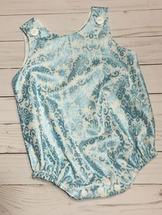 Girls Blue Romper - Damask Blue Bubble Romper For Summer Playtime, Blue Cotton Bubble Romper With Short Sleeves, Blue Cotton Bubble Romper For Playdate, Sleeveless Light Blue Cotton Bubble Romper, Light Blue Sleeveless Cotton Bubble Romper, Cute Embroidered Cotton Bubble Romper, Blue Ruffle Bubble Romper For Playtime, Baby Bubble Romper, Baby Bubble