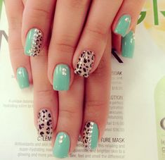 Gallery For > Cute Nail Designs For Acrylic Nails Cheetah Cheetah Acrylic Nails, Cheetah Nail Designs, Mint Green Nails, Cheetah Print Nails, Green Nail Art, Cheetah Nails, Print Nails, Leopard Nails