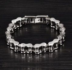 Men's Stainless Steel Motorcycle Biker Chain Link Silver & Black Bracelet | eBay Biker Chain, Games For Boys, Motorcycle Chain, 12 November, Black Bracelets, Chains For Men, Stainless Steel Jewelry, Italian Charm Bracelet, San Valentino